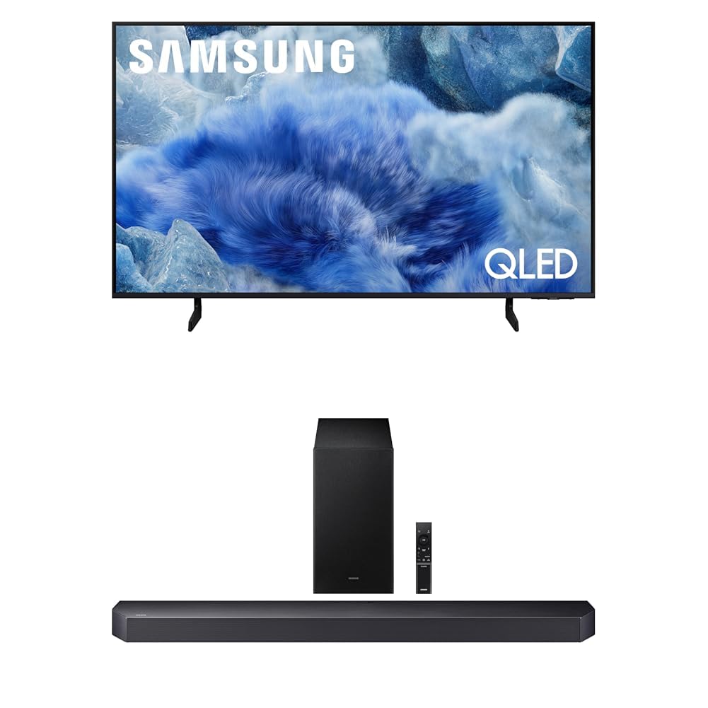 Samsung 65-Inch Class QLED Q8F 4K UHD Smart TV (2025 Model) Q4 AI Processor, 100% Color Volume with Quantum Dot, AirSlim Design + Samsung Q-Series Soundbar HW Q600F 3.1.2 ch Subwoofer (2025 Model)