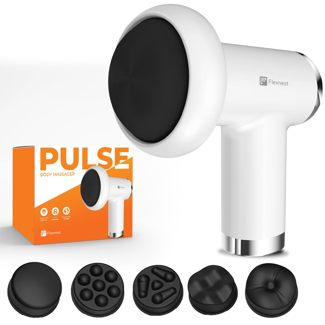 Flexnest Full Body Massager Machine for Pain Relief | Body & Back Pain Relief Product | Handheld Electric Manipol Mini Massager| 6-Speed Settings| Best Gift for Women & Men (Pulse Massage Gun - White) (B0D9HCKCVB) Amazon Price History, Amazon Price Tracker