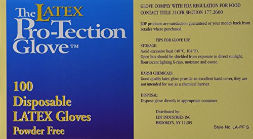 Disposable Latex Gloves, Powder Free, Size: Small, 100 Count