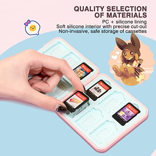 DLseego Switch Game Card Case Compatible with Switch/Switch OLED/Switch Lite, Premium Game Storage Card Holder Box with 12 Game Card and 12 Micro SD Card Slots-Foxes
