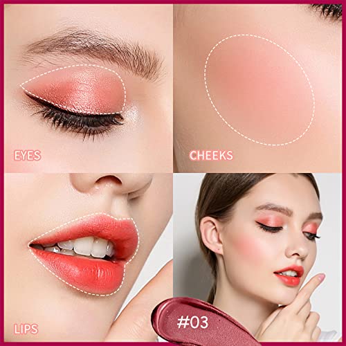 Cream Blush,3 in 1 Cheek Blush & Lip Tint & Eyeshadow Blush Stick,Blushers for Cheeks Make up,Lip Gloss Eyeshadow,Cream Contour Lip Stain Long Lasting Hydrating Formula Buildable High Pigment-01 - Image 6