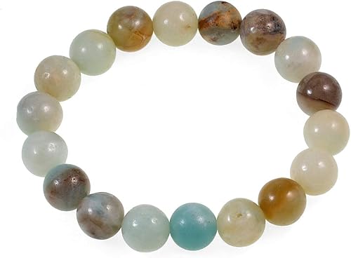 AD Beads Pulsera elástica de cuentas redondas de piedras preciosas naturales, curación Reiki, 0.394 in, Ágata