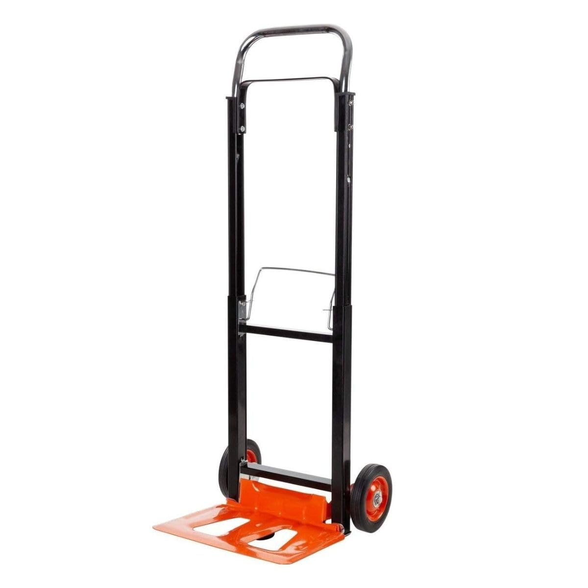 BLACK+DECKER BXWT-H305 Folding Sack Truck, Hand Trolley with 90 kg Load Capacity, Folding Transport Trolley, 42.5 x 38.8 x 97.5 cm, for Moving, Housework and Shopping, Steel/Aluminium, Black/Orange
