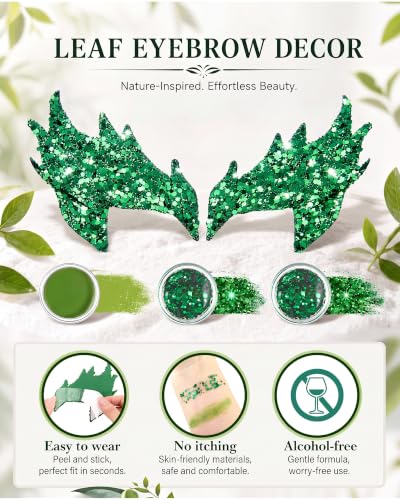 WinnerWhy Chunky Glitter Green Leaf Mask Women Costume Face Paint — view 2