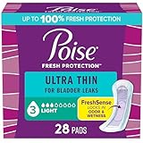 Poise Ultra Thin Incontinence Pads & Postpartum Pads for Bladder Leaks, 3 Drop Light Absorbency, Regular Length, 28 Count, Packaging May Vary