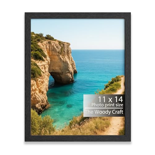Image of 11x14 Photo Frame | Black Photo Frame For Wall Made To Impress | Wall Frame For Home Decoration | Wooden Photo Frame With Clear Acrylic Glass | Poster Frame For Contemporary Styling