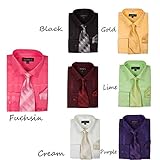 George's Geometric Pattern Fashion Dress Shirt With Woven Tie and Hankie AH623