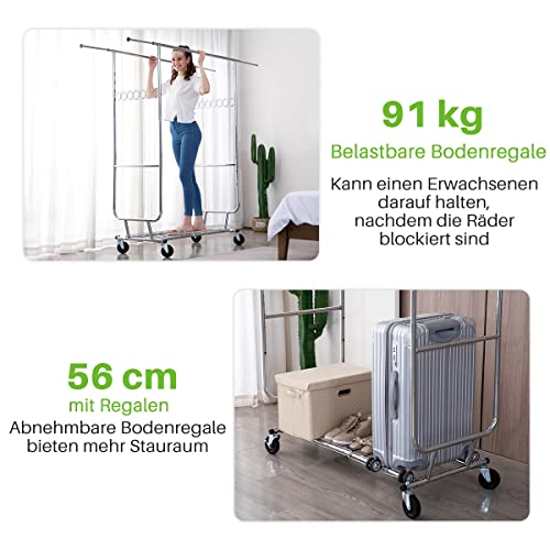 HOKEEPER Profi Doppelter Kleiderständer, bis 272 kg belastbar, Schwerlast Kleiderstange auf rollen, Industrie-Design… – Ansicht 6
