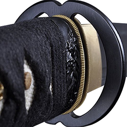 Handmade Sword - Functional Samurai Tanto Sword, 1045 Carbon Steel, Hand Forged Heat Tempered, Full Tang, Sharp, Musashi Tsuba, Brown Scabbard