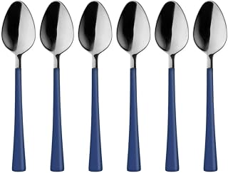Gümüş Mavi, Çay Kaşığı Seti, Paslanmaz Çelik, 11 cm, 6 Adet Set, Elde Yıkanmalı