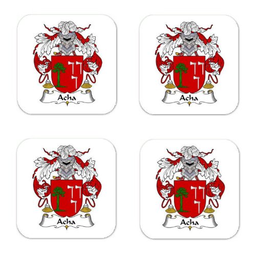 MyHeritageWear.com Acha I Family Crest Square Coasters Coat of Arms Coasters - Set of 4