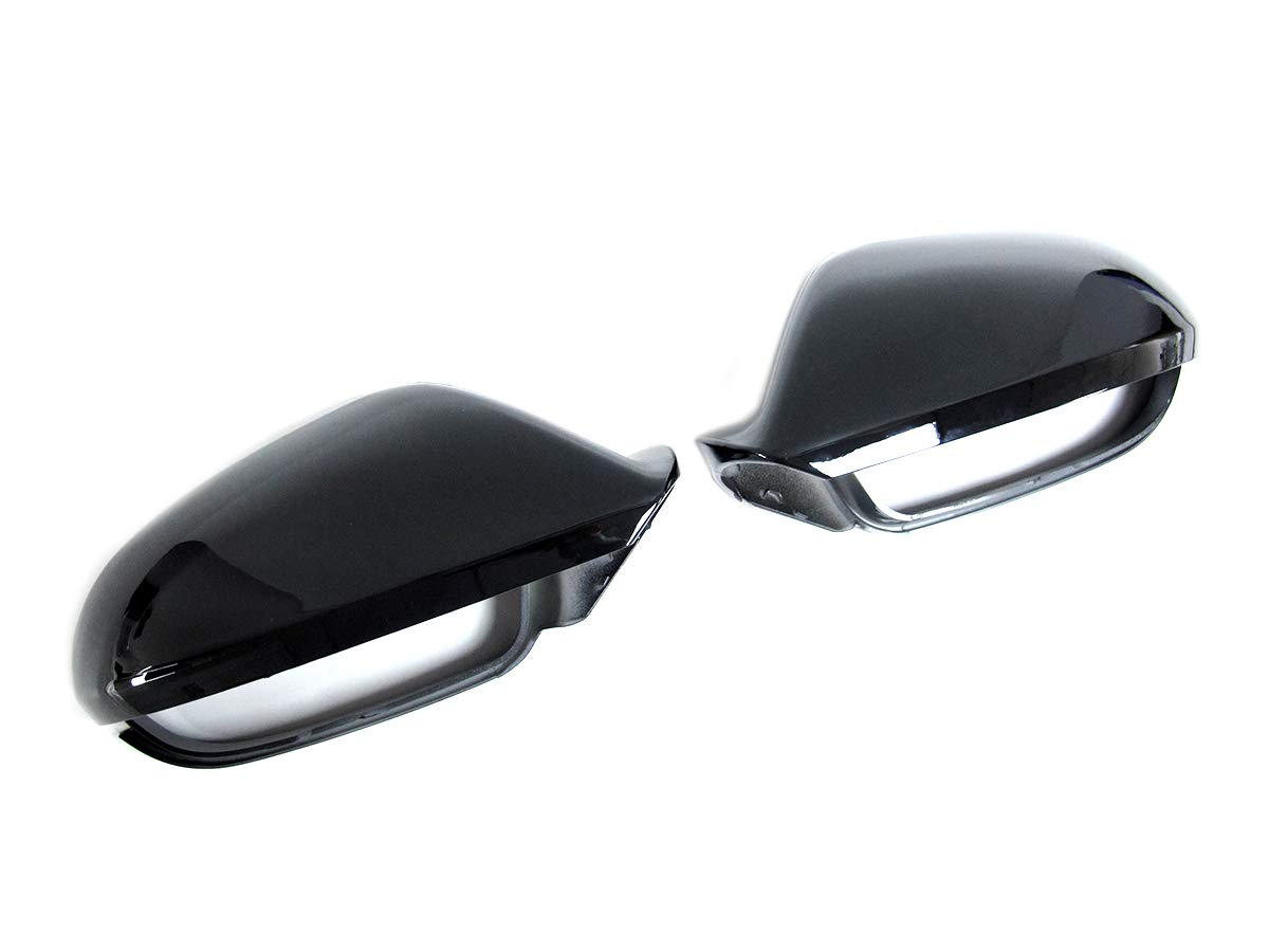 L+R Schwarz Spiegelkappen Außenspiegel Mirror Covers Ohne Spurwechselassistent für AUDI A6 C7 4G S6 RS6 Allroad Avant 2011-2019