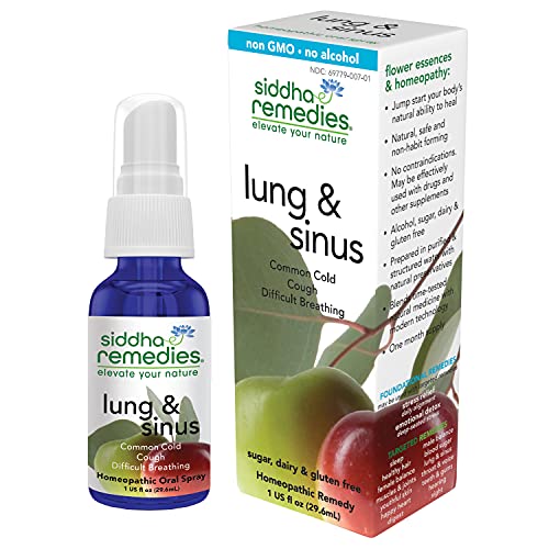 Siddha Remedies Lung & Sinus Spray for Sinus Relief, Congestion Relief, Cough Suppressant, Cold Medicine, Runny Nose | Homeopathic Allergy Medicine Relief | Non GMO w/ Cell Salts, No Alcohol, Sugar