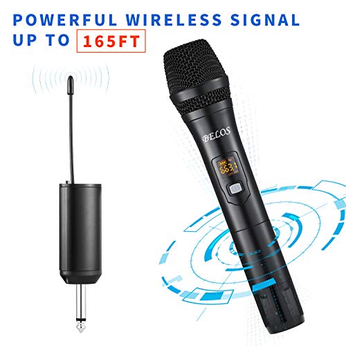 Belos Wireless Microphone, Uhf Cordless Dual Handheld Dynamic Mic System Set With Rechargeable Receiver, 165 Ft Range, 6.35Mm(1/4'') Plug, For Karaoke, Voice Amplifier, Pa System, Singing Machine, Dj #TOP1