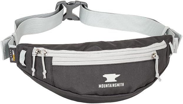 Mountainsmith Swoop Lumbar Waist Fanny Hip Pack, Running, Hiking, Travel, Dog-Walking, Outdoor Activities with 2 Zippered Pockets, Heritage Black