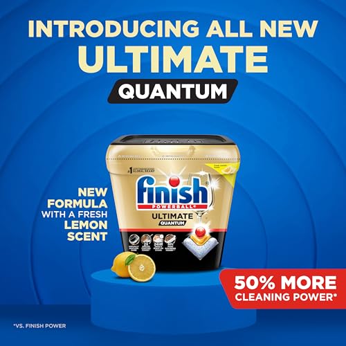 Image of Finish Ultimate Quantum Dishwasher Pods, New & Improved Formula, Dishwasher Detergent Dish Soap, Removes Burnt-On & Dried-On Stain, Degreasing & Scrubbing Power, Lemon Scent, 38 Count