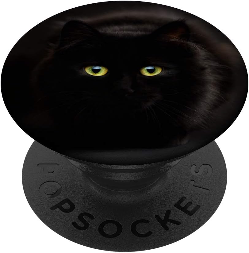 Fluffy Black Cat Eyes - Halloween PopSockets PopGrip: Swappable Grip for Phones & Tablets