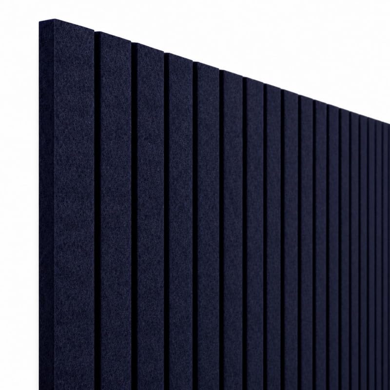 Image of MMT Acoustix Slats Felt Acoustic Panels for Walls | Luxury PET Polyester Sound Absorbing Wall Panels | Echo & Reverb Control | Pin-Friendly Bulletin Board | 30x30 cm Panels | Darknight | Set of 8