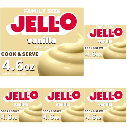 Jell-O Cook &amp; Serve Vanilla Pudding &amp; Pie Filling Mix, 4.6 oz Box (Pack of 5)