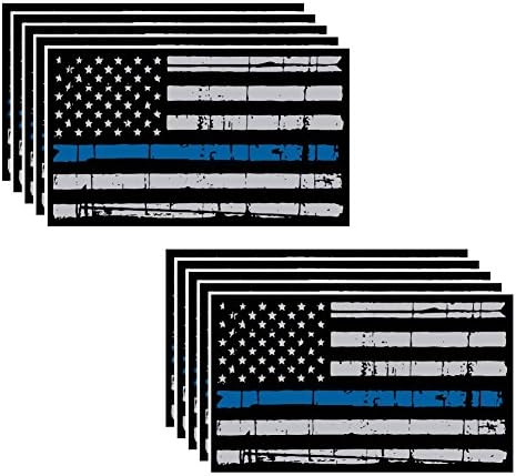 10 Pack of Tattered Flag Thin Blue Line Police Officer BLM Americ...