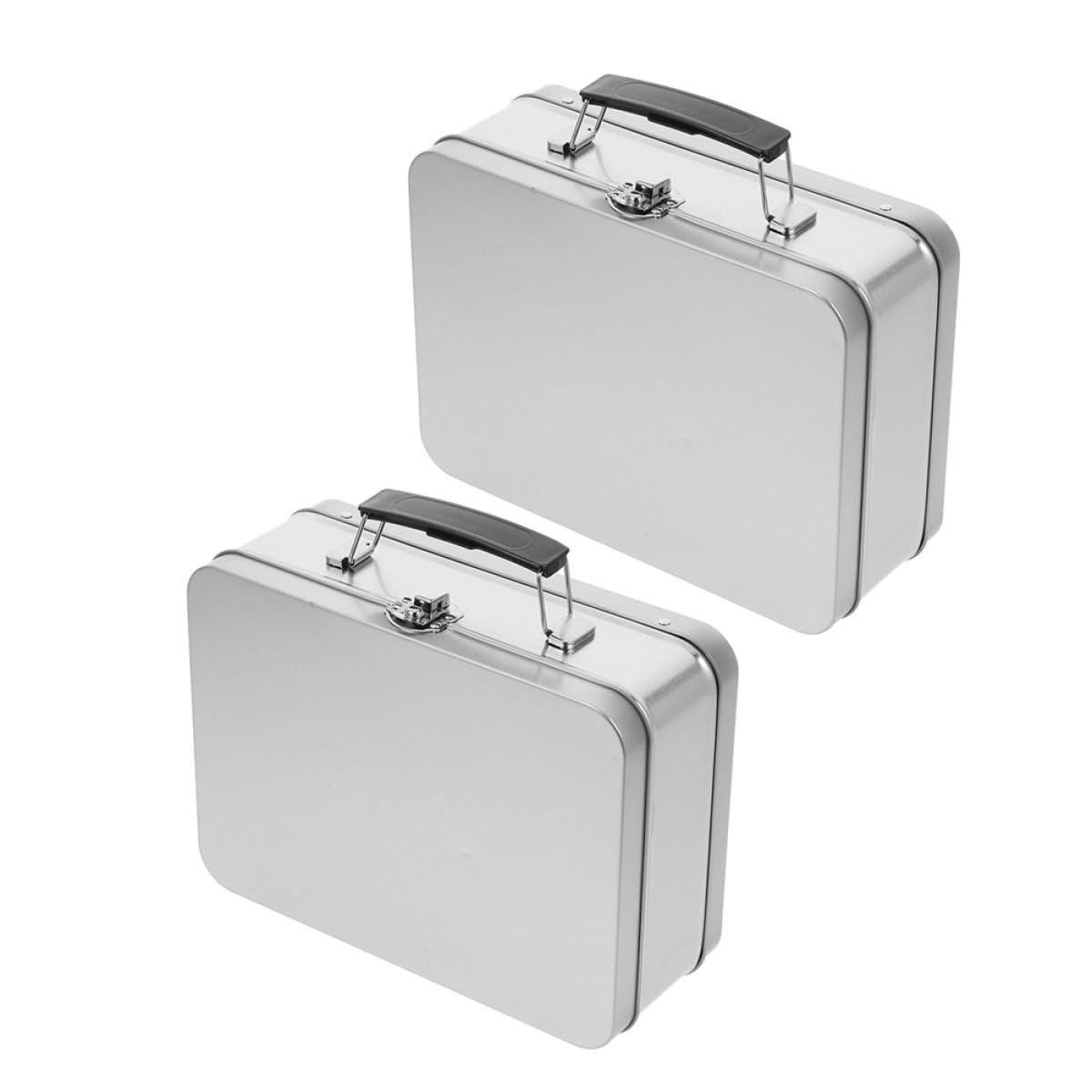 Fiambrera Retro de Hojalata 2 Piezas 75 Mm Altura con Pestillo Metálico Seguro Almacenamiento Alimentos y Regalos Portátil para Uso Diario
