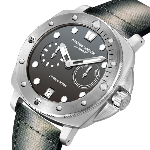 HaiQin Pagani Design 1767 Square Automatic Watches Men Self Winding Nylon Strap 200M Waterproof Sport Military Watch with Power Reserve Dial - Image 3