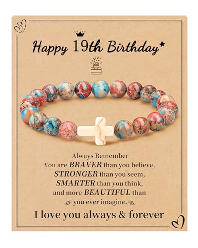 JSJOY 19 Year Old Teens Gifts Birthday Gifts for Women Cross Bracelet Adjustable Bead Bracelet Teen Gifts Trendy Stuff Daughter Sister Friend Jewelry