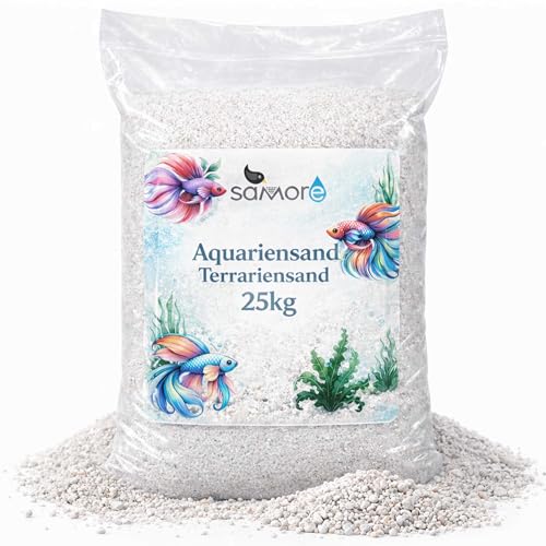 Samore 25 KG AQUARIUMSAND AQUARIENSAND BODENGRUND 0,1-0,3 mm AQUARIENKIES HOCHREIN NATURWEISS