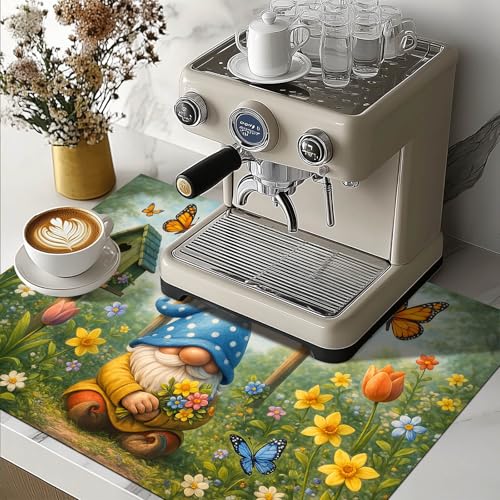 Image of HOMETITUTE Spring Gnome Stove Top Covers for Electric Stove 28x20 Inches Heat Resistant Glass Cooktop Protector Pad Decorative Stovetop Cover Dish Drying Mats for Kitchen Countertop Coffee Bar Decor