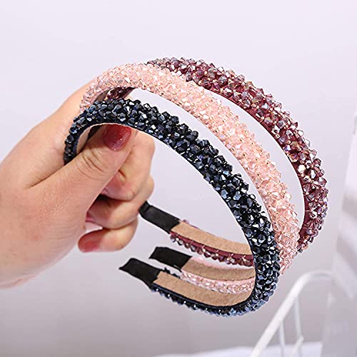 Ruihfas Fashion Sparkle 4 Rows Crystal Rhinestone Headbands Beaded Hair Hoop Band (Red) #TOP4