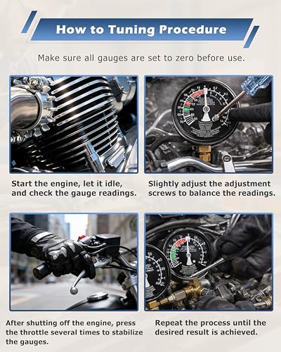 Image of DAYUAN Upgraded Motorcycle Fuel Vacuum Carburetor Synchronizer Set | Carb Sync Gauge Kit, Screw Hole Design, Compatible with Honda Yamaha GS KZ 550 650 750,4 Vacuum Gauges, Chrome Fittings