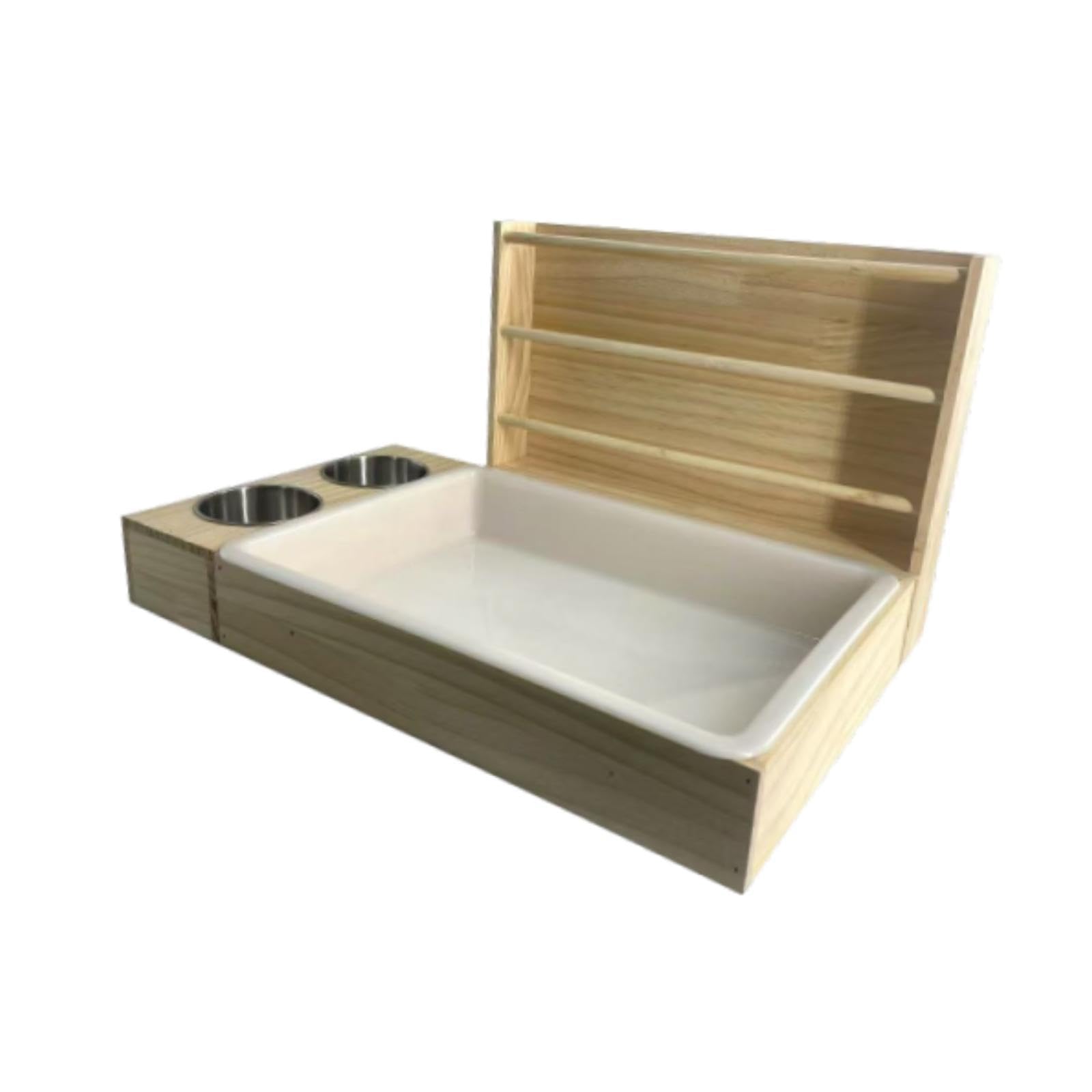 perfk 3 en 1 Râtelier à Foin en Bois, Mangeoire à Foin en Bois pour Cochon d'Inde Ratelier Lapin avec Bac à Litière, Distributeur de Foin pour Lapin, pour Cochons d'Inde, Hamsters, Petits Animaux