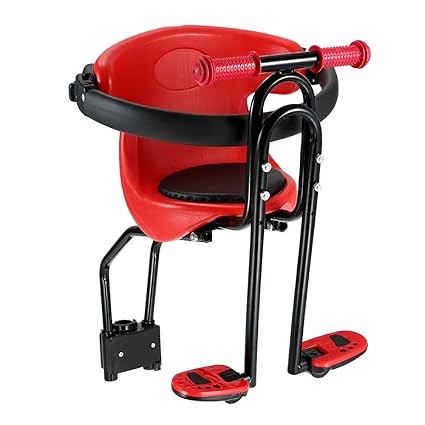 Homgee Bicycle Baby Seat Kids Child Safety Carrier Front Seat Saddle Cushion with Back Rest Foot Pedals