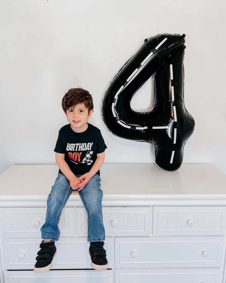 Image of Race Car 8 Balloon, Number Balloons 40 Inch, 8th Black Birthday Decorations, Racing Party Decorations Birthday Balloons, Number 8 Balloon