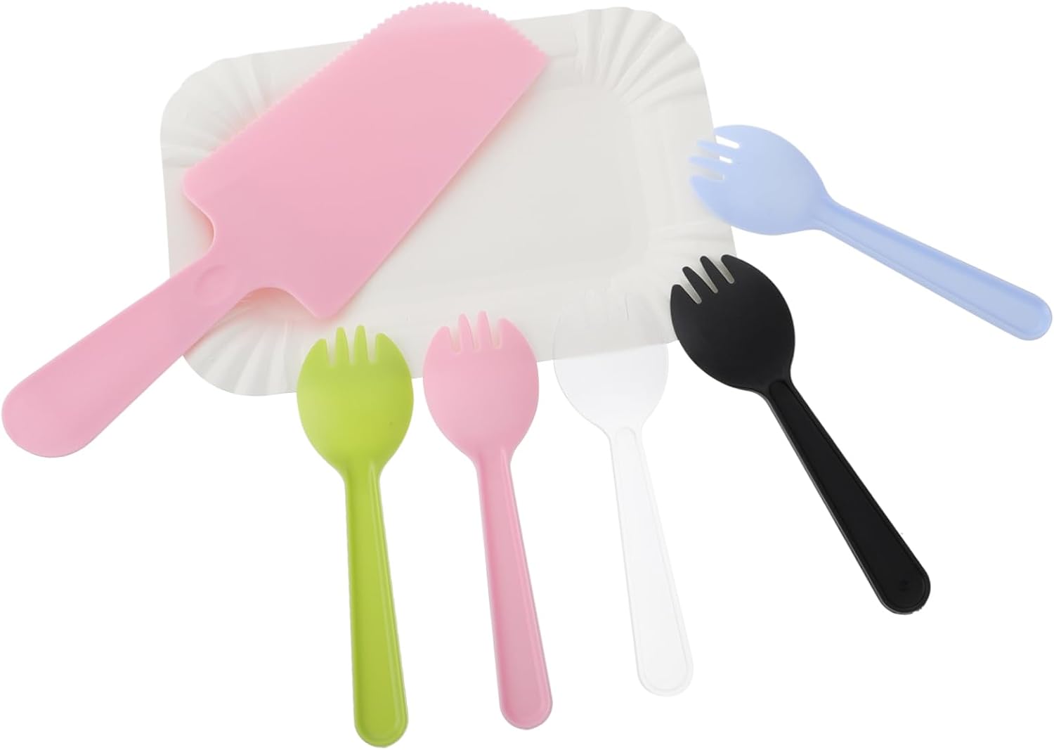 FOMIYES Quality Cake Knife Fork Tray Set 50 Pieces Party Dinnerware Birthday Party Tableware Random Color