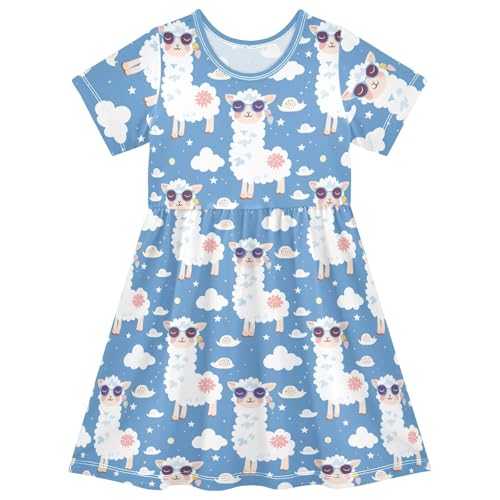 Girls Dress Short Sleeve Summer Dresses Casual Swing Sundress for 2-8 Years