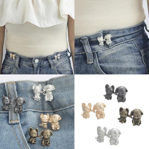 UncleS Kitten Puppy Fastening Buckle Metal Buttons Jeans Tightening Waist Buckle Disassembly Not Sewing Buttons for Clothes Adjustable Trouser Button Pin2