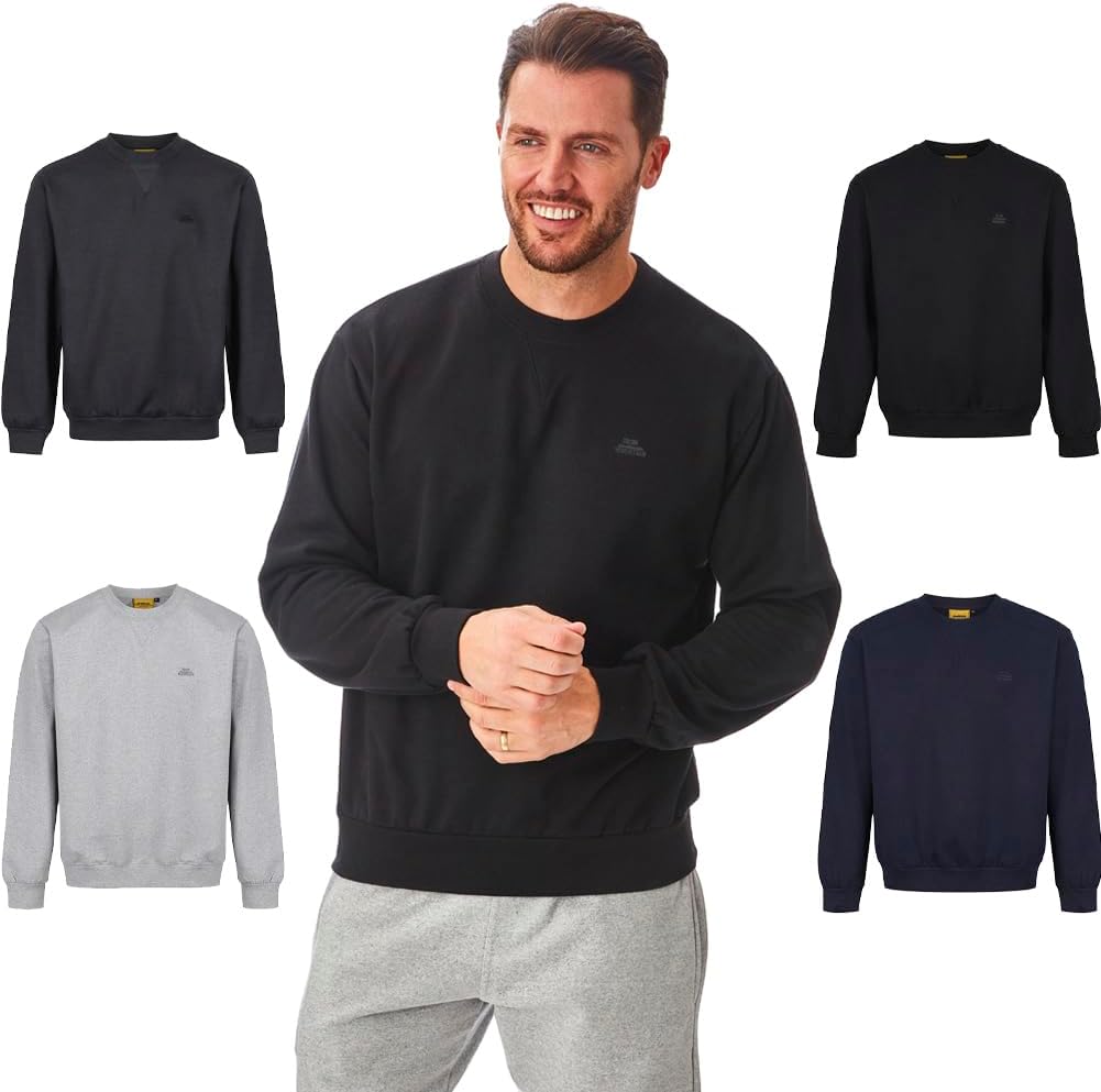 Men's Fleece Crew Neck Sweatshirt – Soft Cotton Blend Pullover Jumper, Lightweight Workwear Sweatshirt with Relaxed Fit for Casual & Work Wear