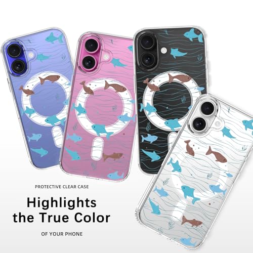Coque iPhone 16 antichoc transparente vagues mer magnétique