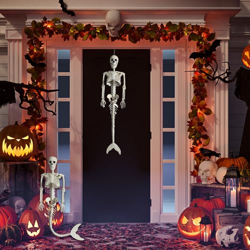 Squelette Halloween 99 cm articulé avec queue déco suspendue