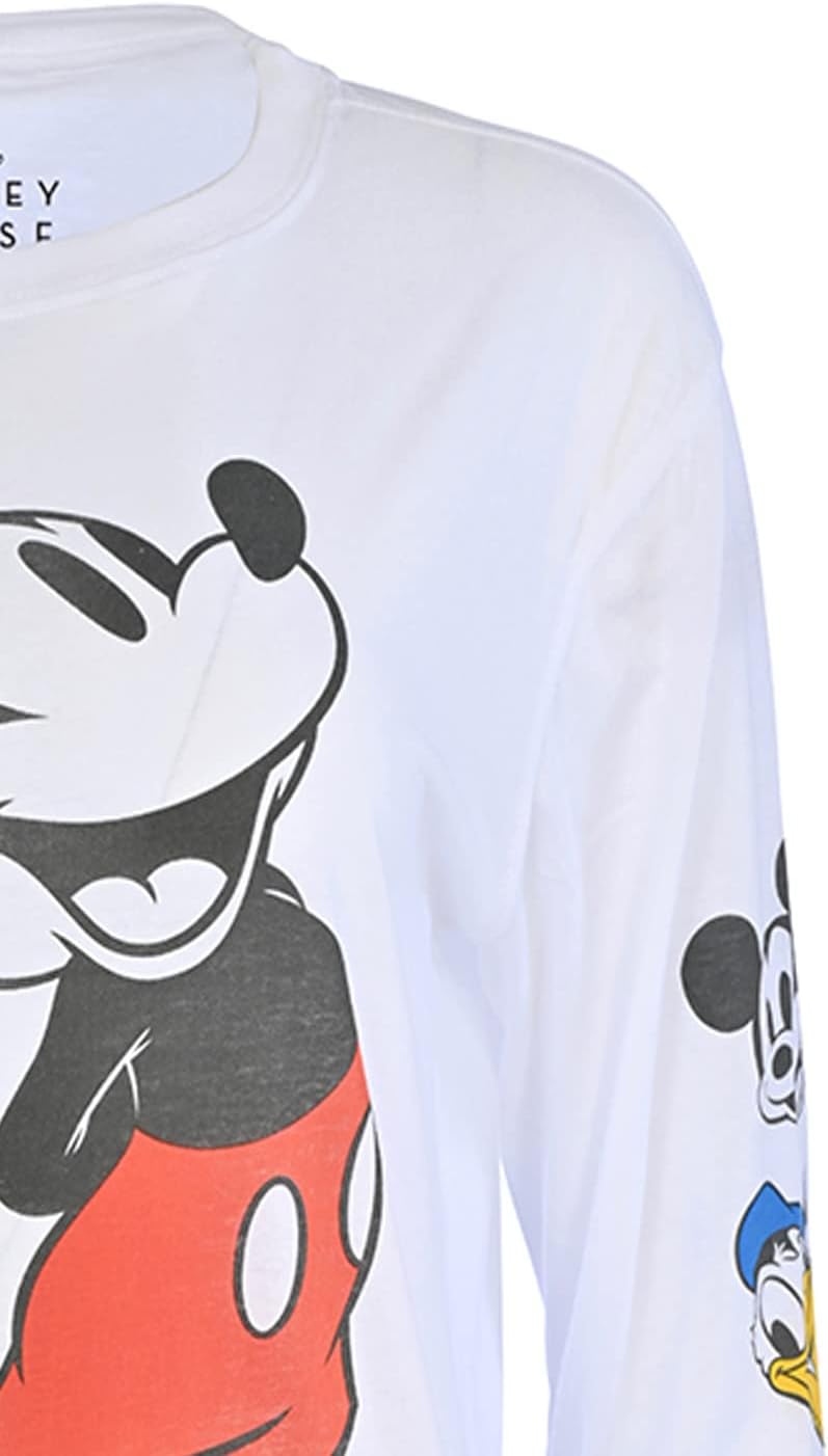 Disney Ladies Mickey Mouse Fashion Shirt Mickey Mouse Cropped Crewneck with Sleeve Print - Image 7