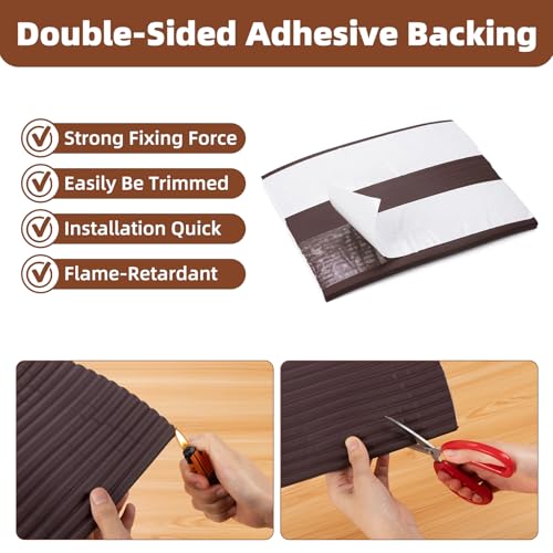 Image of Large Fireplace Baby Proofing-Adhesive Backed Bumpers for Babies, Fireplace Hearth Cover Baby Proof -12.5 Feet of Padding with 3 Straight Pieces & 2 Corners- Brown