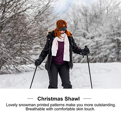 KESYOO LenÃ§o Feminino de Natal Branco Boneco de Neve Xale Macio Quente para O Inverno LenÃ§o Elegan