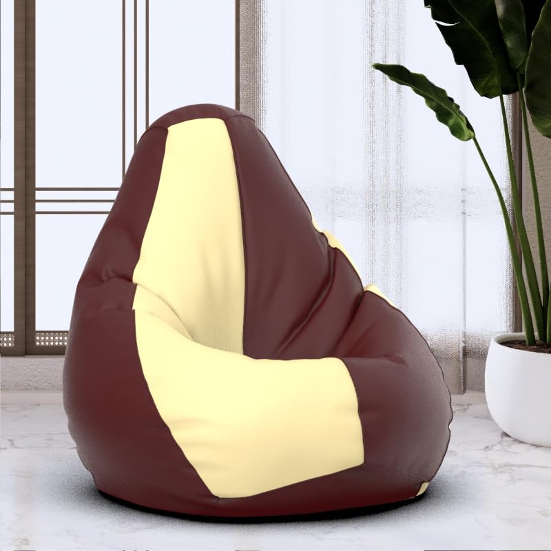 Bean Bag Chair Cover | Size: 1XL | Color: Cream Maroon | Without Beans | Premium Leatherette Cover (CMF 3536)-image-28