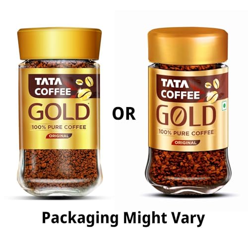 Image of Tata Coffee Gold Original, Instant & Pure Coffee Jar, 50g, Freeze-Dried, Rich & Strong, Specially Sourced Robusta and Arabica bean (Pack of 3)
