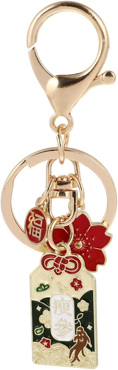 KESYOO Adorable Japanese Style Keychain - Cherry Blossom Pendant, Alloy Material, Golden Color, 3.93 Inch, for Bag Decoration and Key Holder, Ideal Gift for Friends and Family