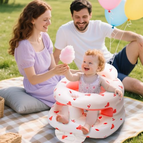 Image of Inflatable Baby Seat for Babies 3 Months & Up, Infant Floor Seats for Sitting Up, Blow Up Baby Chair with Built in Air Pump