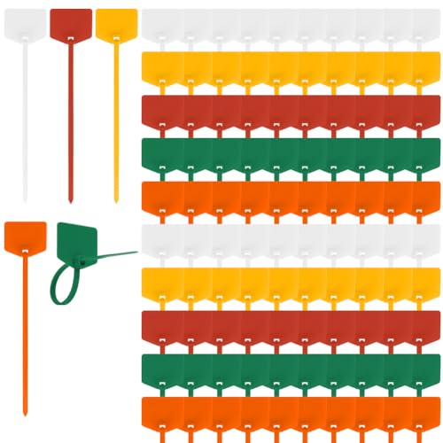 Flintronic 100 Stück Kunststoff Versandetiketten, Wiederverwendbar Versandanhänger, Strapazierfähige & Beschreibbare, Wasserdichte versandetiketten für Ausrüstung/Autoteile/Zubehör/Teile(5 Farben)