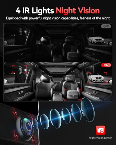 Image of REDTIGER 530 Dash Cam 3 Channel, 2.5K+2.5K+1080P Triple Car Camera with 128GB Card, IR Night Vision, Touch Screen, Dashcam for Front Inside Rear Included WiFi GPS, 24H Parking Mode