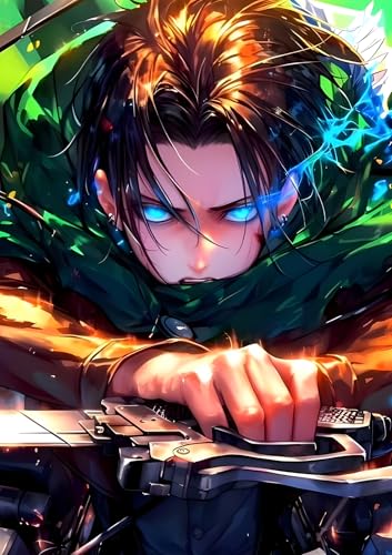 Image of NIJUKA Anime Printed A4 Size Metal sheet Poster For Home And Room Decoration | For Anime Art Fans Boys And Girls (Levi Titaan Killer)